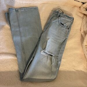 Abercrombie & Fitch Curve Love High Rise Distressed Light Blue Jeans